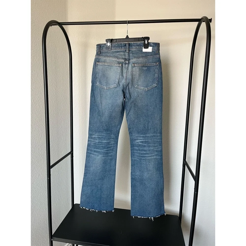 CQY x ANTHROPOLOGIE | Bliss High-Rise Bootcut Flare Raw Hem Jeans | Size 25